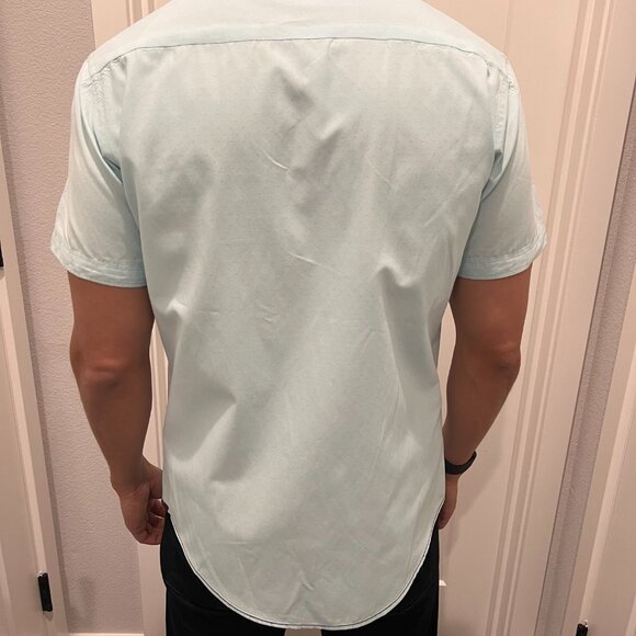 Fitted light teal blue/brown button down - Picture 2 of 10